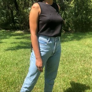 🍂Vintage Detailed Black Tank Size Small